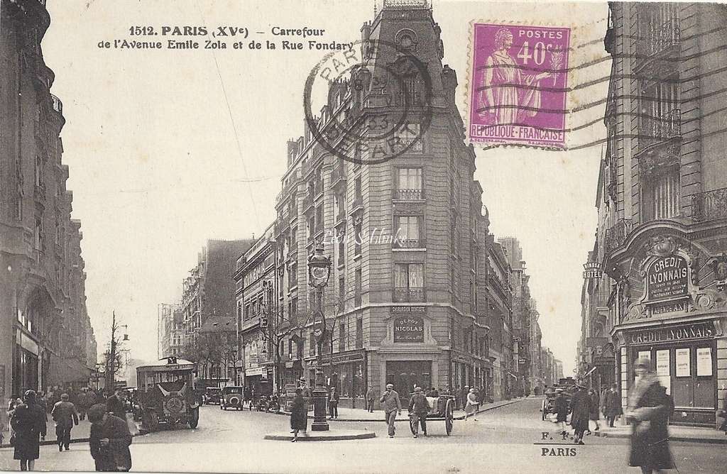 Carrefour de l'Avenue Emile Zola et de la Rue Fondary - FF 1512