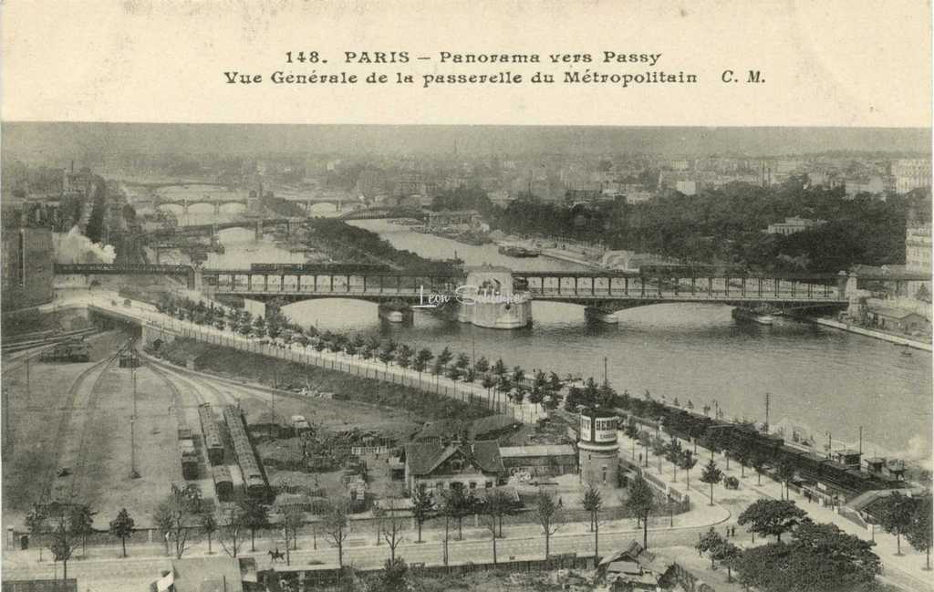 CM 148 -  Panorama vers Passy, Vue Générale de la passerelle du Métropolitain