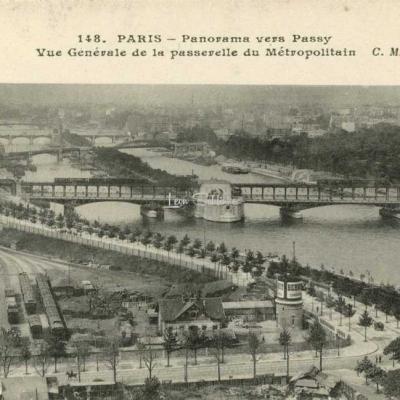 CM 148 -  Panorama vers Passy, Vue Générale de la passerelle du Métropolitain