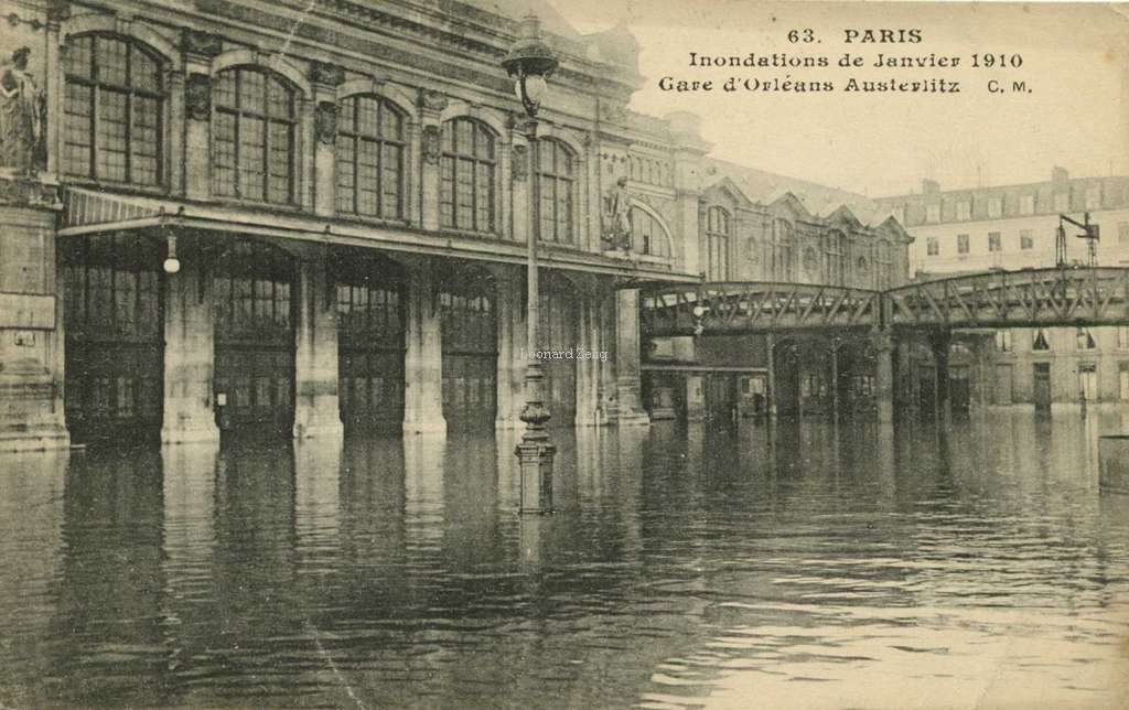 CM 63 - PARIS - Inondations de Janvier 1910 - Gare d'Orléans Austerlitz