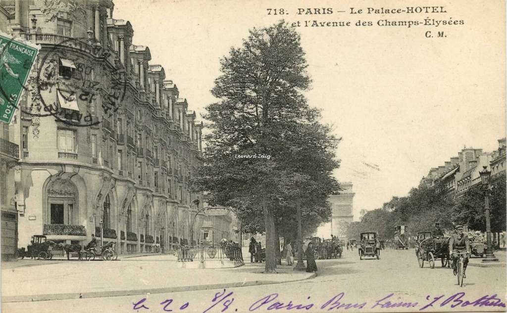 CM 718 - PARIS - Le Palace-HOTEL et l'Avenue des Champs-Elysées