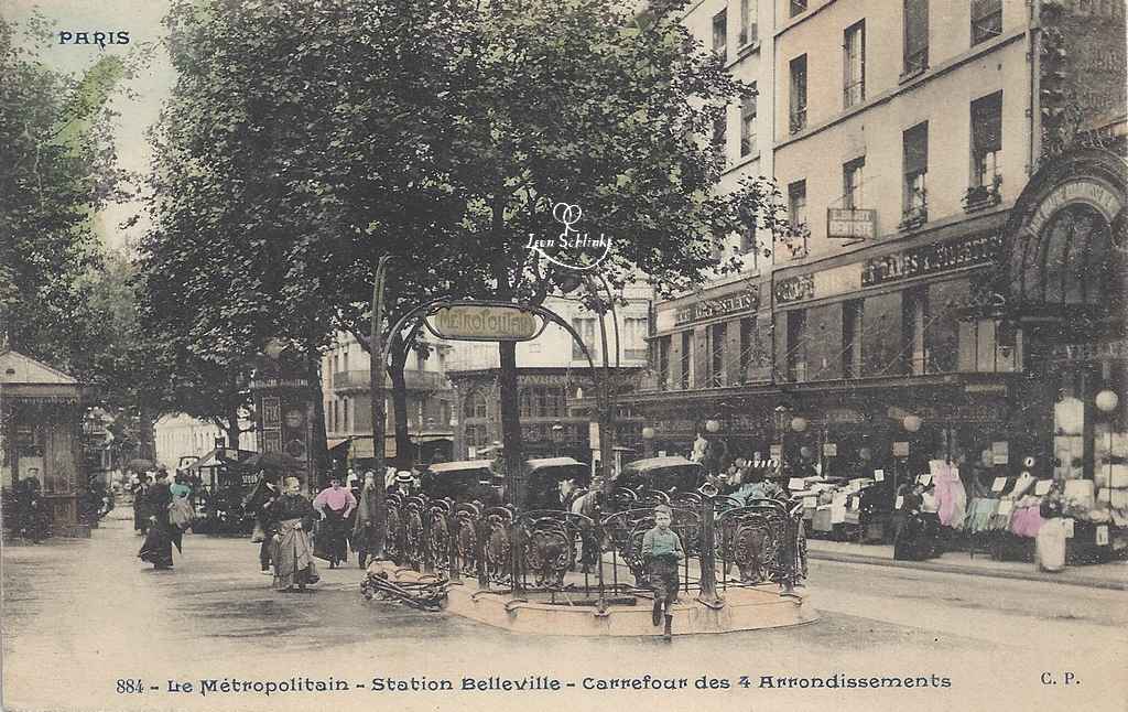 CP 884 - Le Métropolitain  - Station Belleville Carrefour 4 Arrts