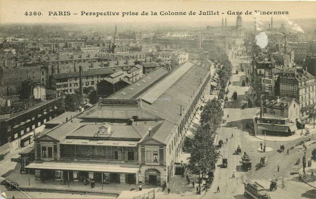 ELD 4360 - PARIS - Perspective prise de la Colonne de Juillet - Gare de Vincennes