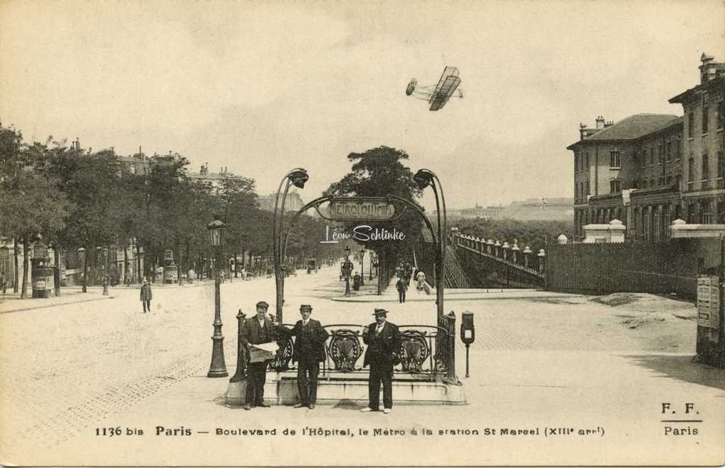 FF 1136 bis - Paris - Bd de l'Hôpital, le Métro à la station St-Marcel