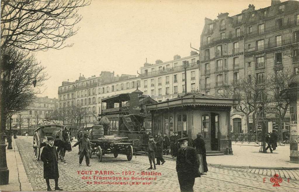 Tout Paris 1597 - Station des Tramways au Boulevard de Ménilmontant