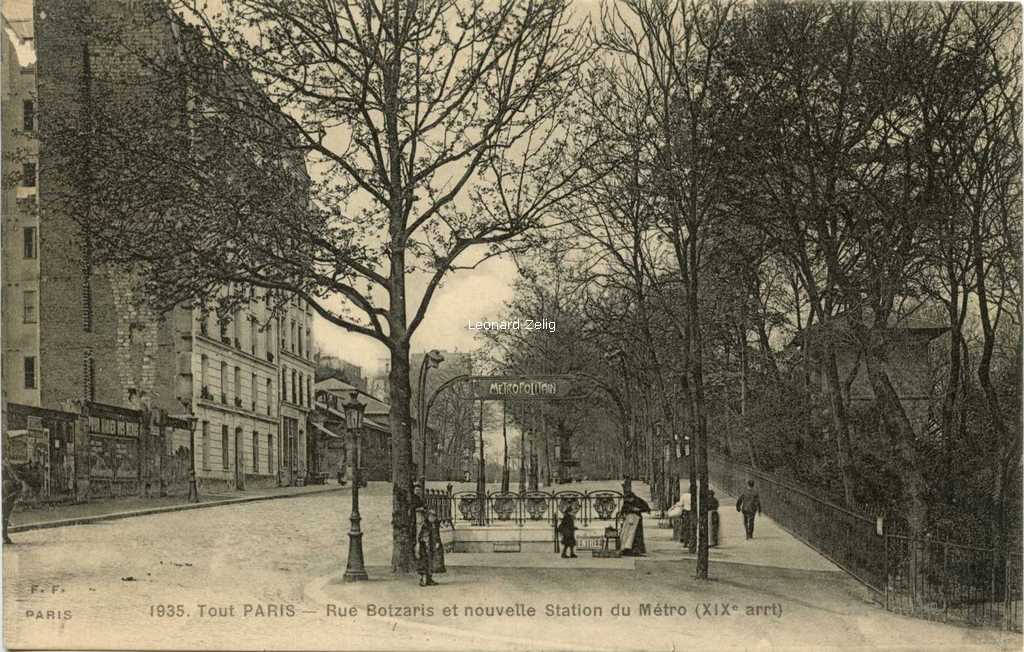 FF 1935 - Tout PARIS - Rue Botzaris et nouvelle Station du Métro (XIX° arrt)