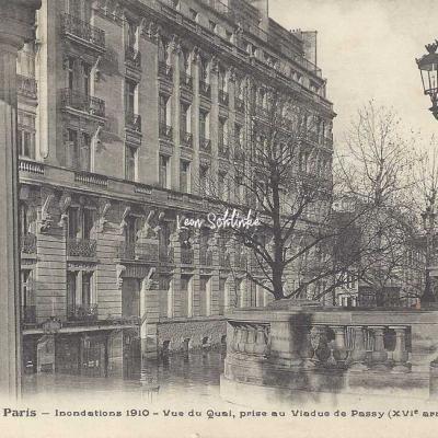 FF 239 - Inondations 1910 - Vue du Quai au Viaduc de Passy