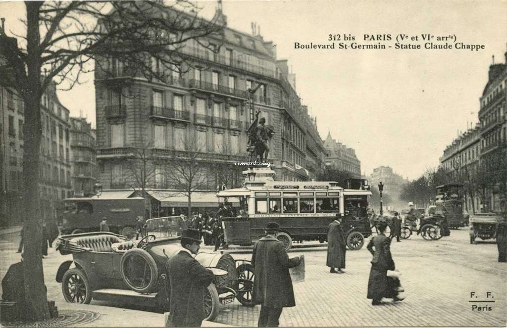 FF 312bis - PARIS (V° et VI° arrts) - Boulevard St-Germain  - Statue de Claude Chappe