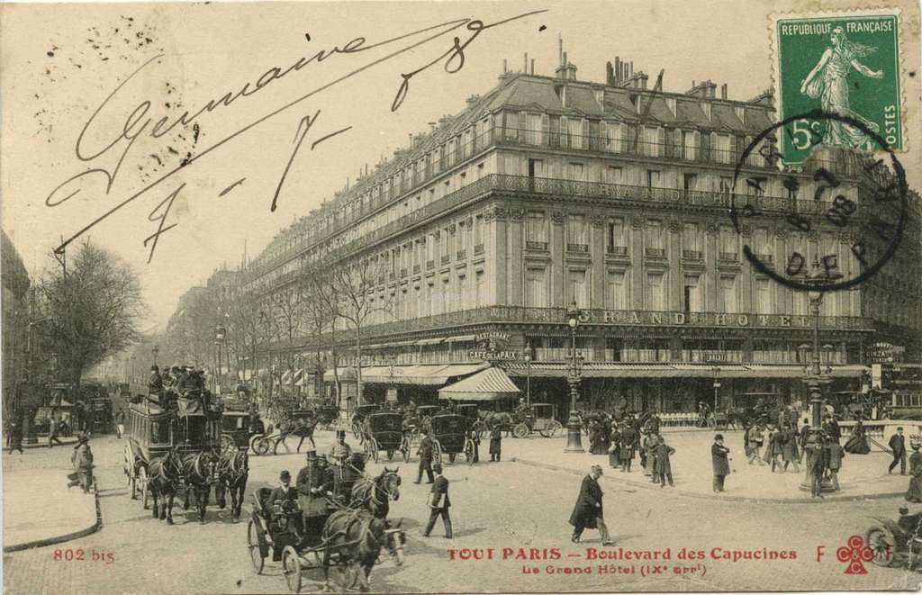 FF 802bis - TOUT PARIS - Boulevard des Capucines, Le Grand Hôtel (IX° arrt.)