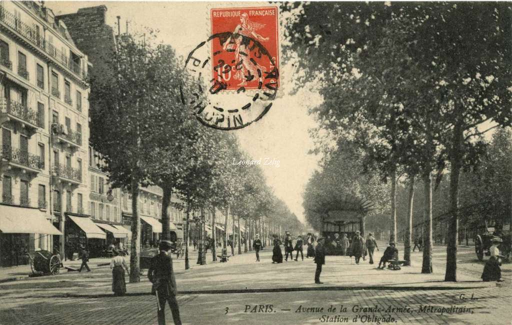 GL 3 - PARIS - Avenue de la Grande-Armée, Métropolitain, Station d'Obligado