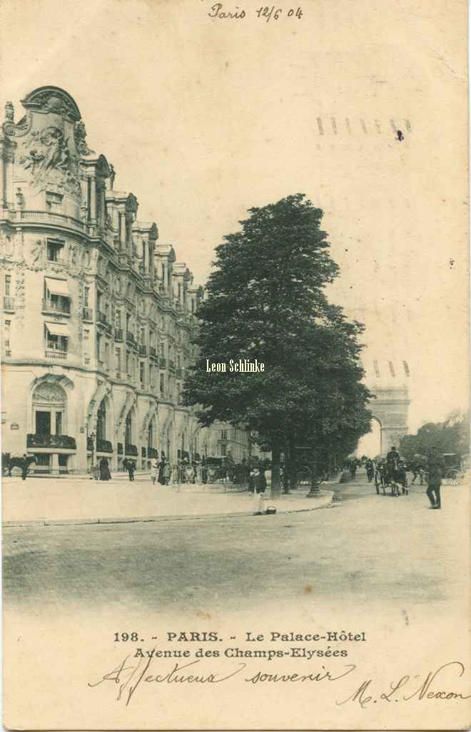 Inconnu 198 - Le Palace-Hôtel Avenue des Champs-Elysées
