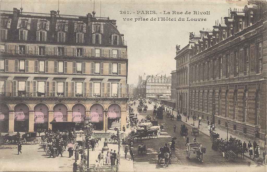 Inconnu - 261 - La Rue de Rivoli vue prise de l'Hôtel du Louvre