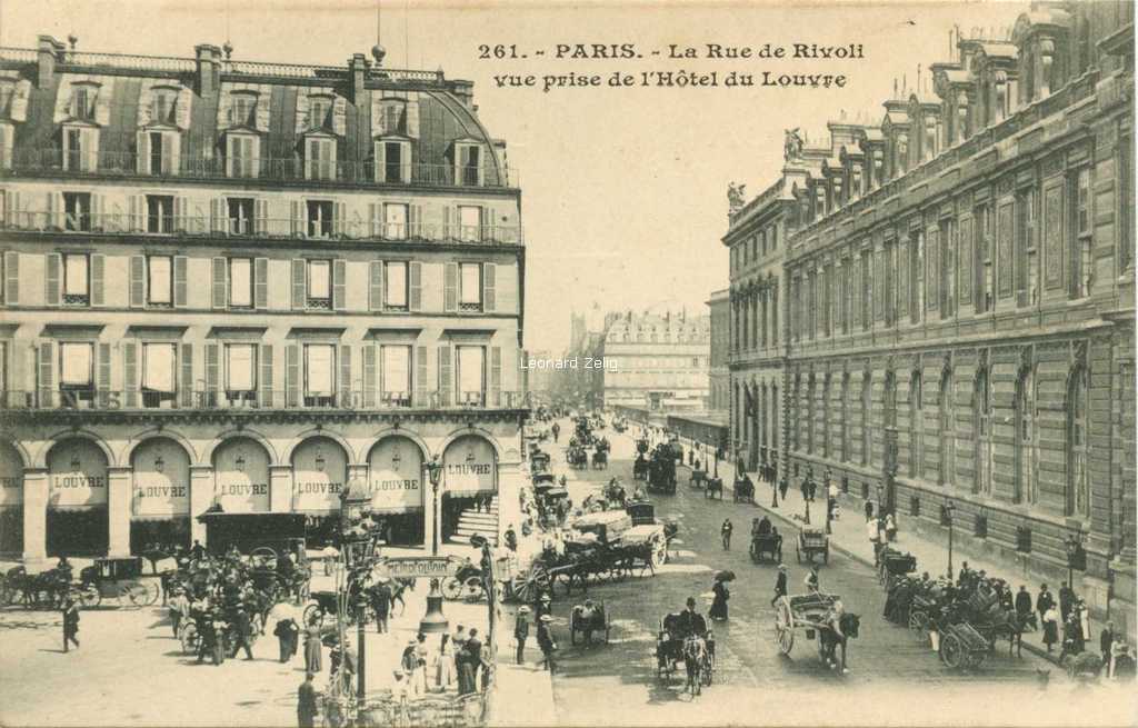 Inconnu 261 - PARIS - La Rue de Rivoli vue prise de l'Hôtel du Louvre