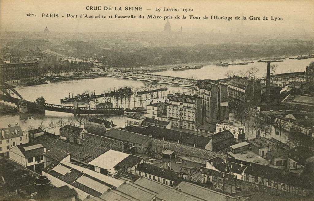 Inconnu 262 - PARIS - Inondations 1910 au Pont d'Austerlitz vues de la Gare de Lyon