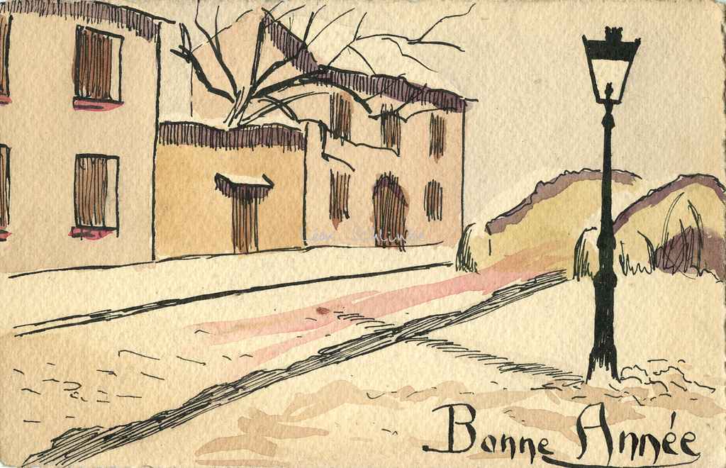 Inconnu - Bonne Année (carte peinte)