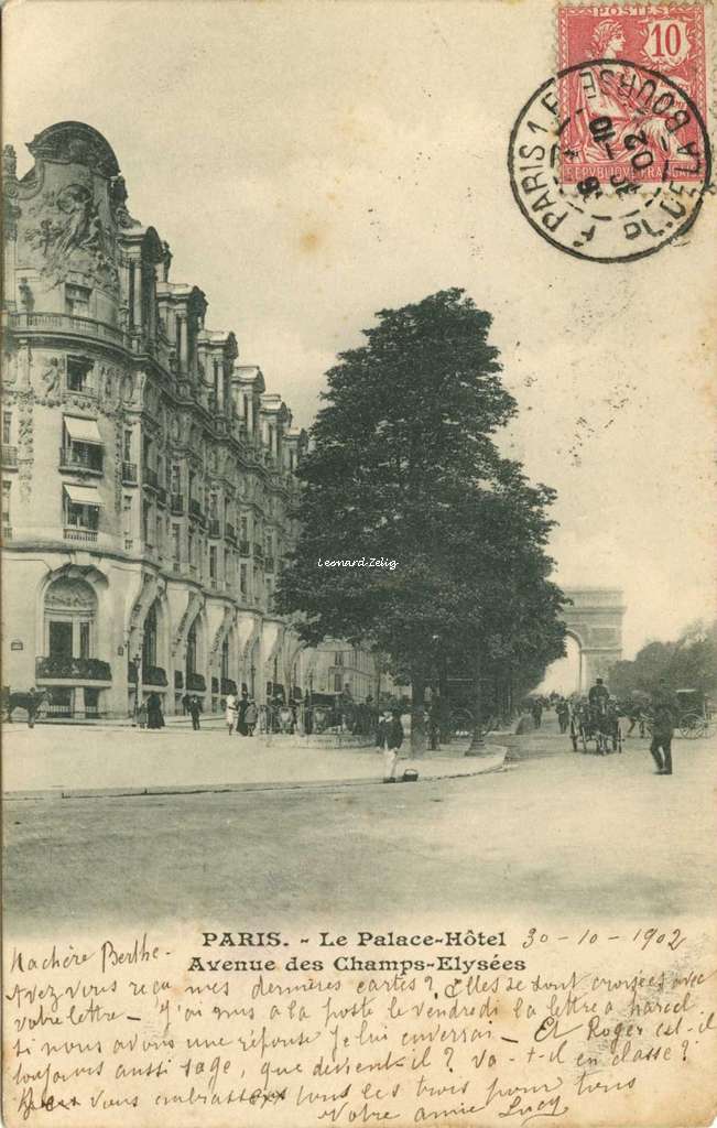 Inconnu - PARIS - Le Palace-Hôtel, Avenue des Champs-Elysées
