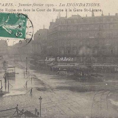 J.F. 10 - Les Inondations, rue et Cour de Rome  à St-Lazare