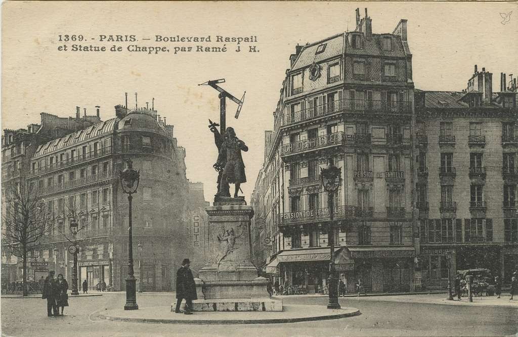 JH 1369 - PARIS - Boulevard Raspail et Statue de  Chappe, par Ramé