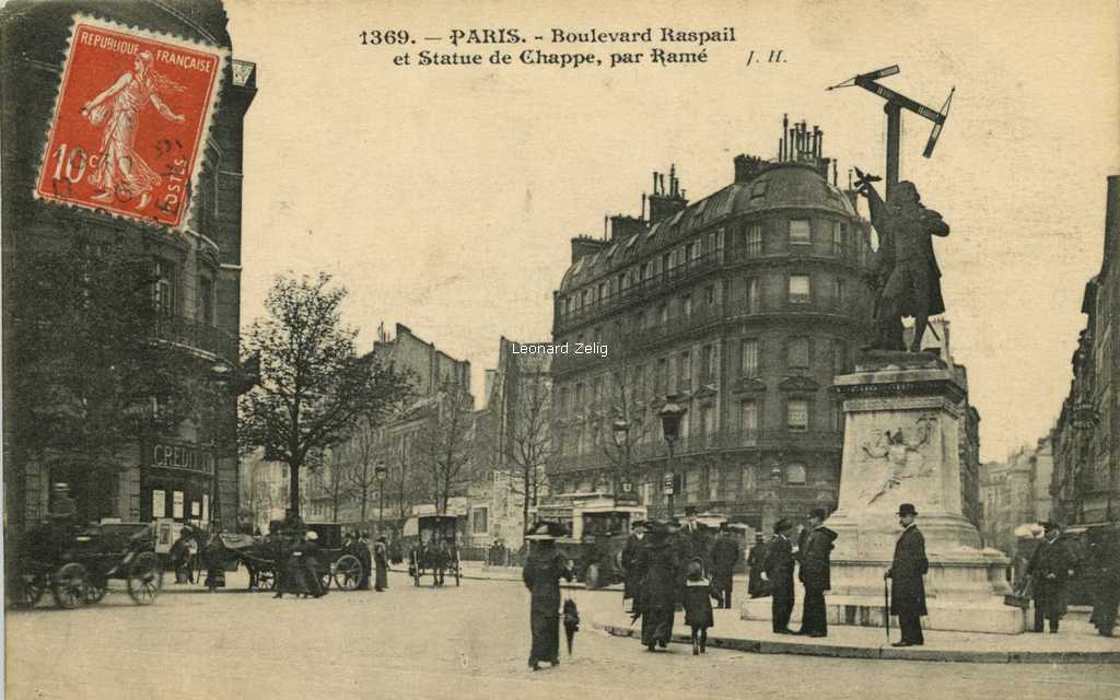 JH 1369 - PARIS - Boulevard Raspail et Statue de Chappe, par Ramé