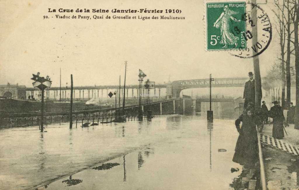 JH 92 - Crue de la Seine - Viaduc de Passy, Quai de Grenelle et Ligne des Moulineaux