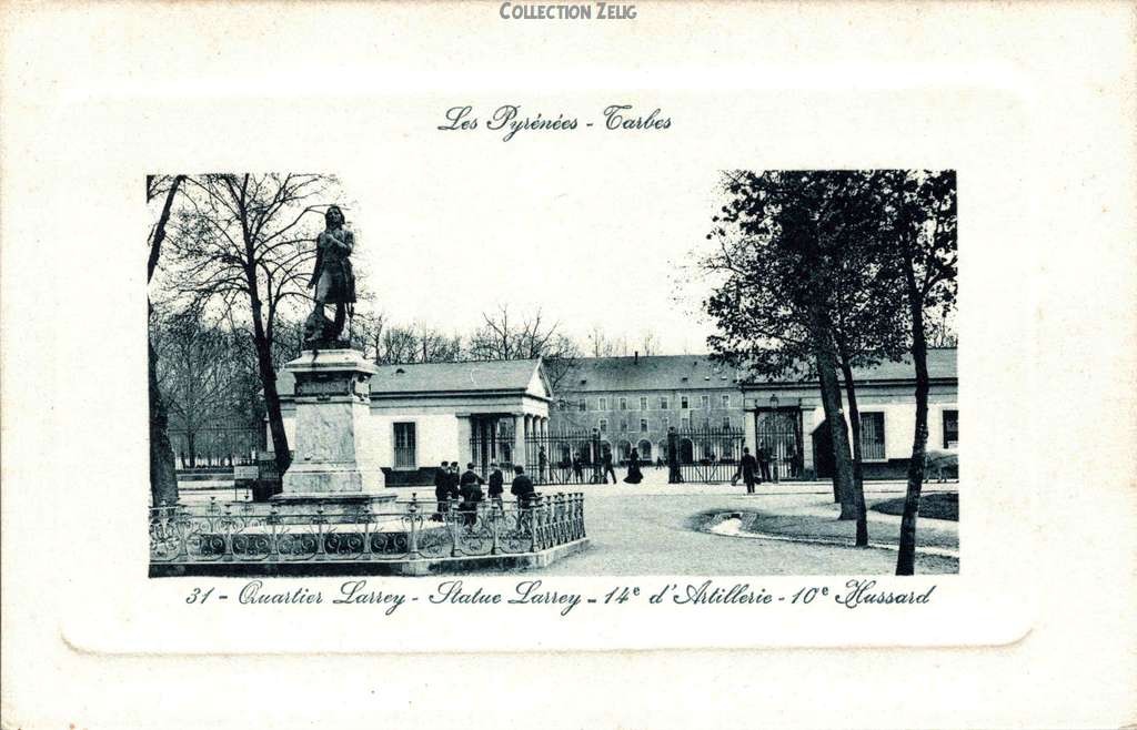Les Pyrénées - 1 - Quartier et Statue Larrey - 14° d'artillerie