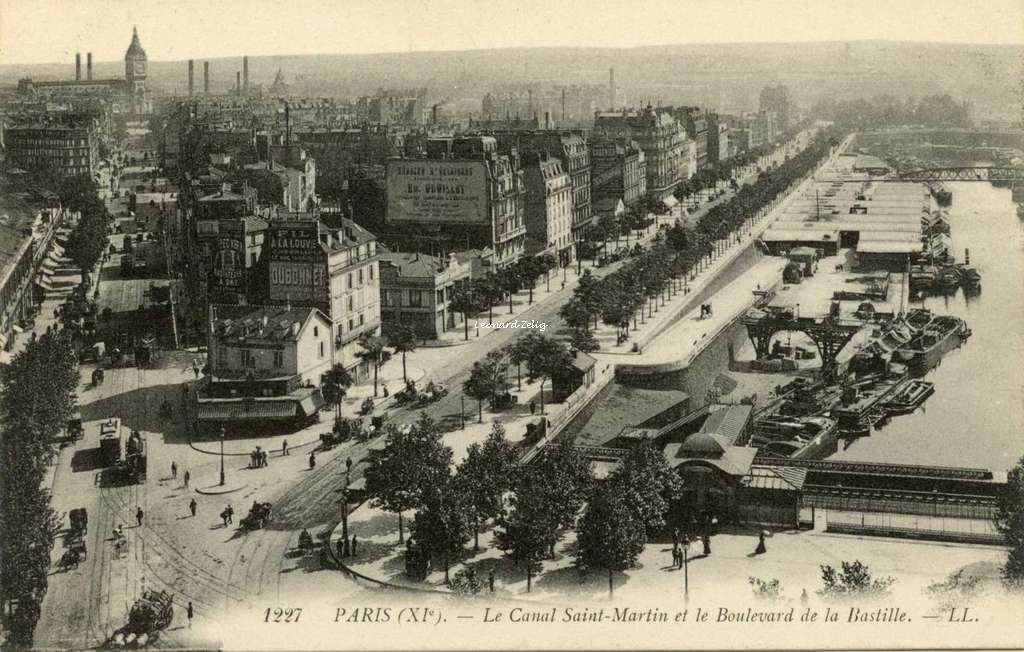 LL 1227 - PARIS - Le Canal Saint-Martin et le Boulevard de la Bastille