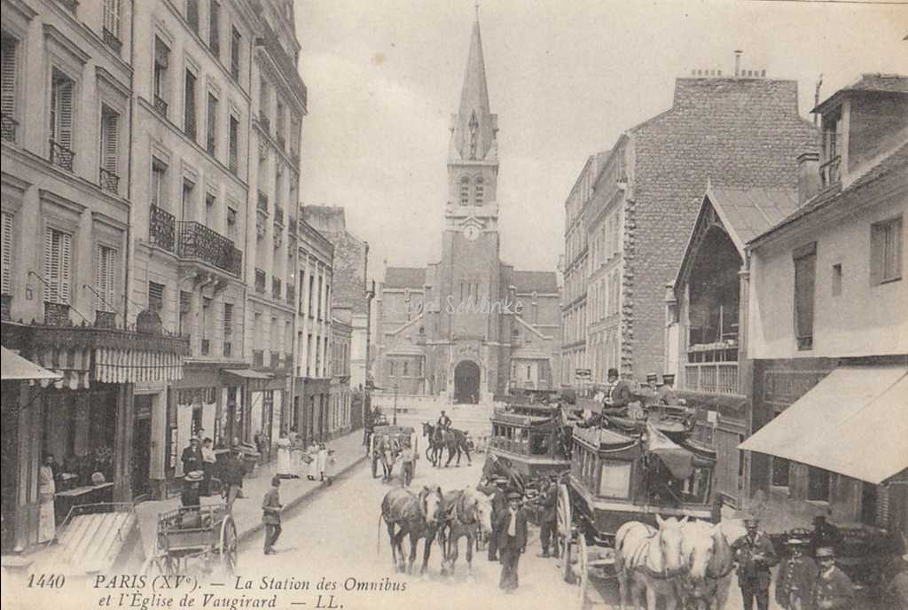 1440 - PARIS - La Station des Omnibus et l'Eglise de Vaugirard