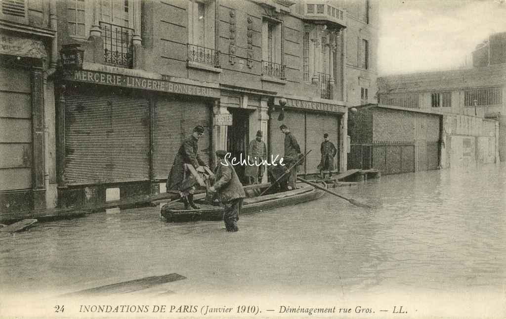 LL 24 - Inondations 1910 - Déménagement rue Gros