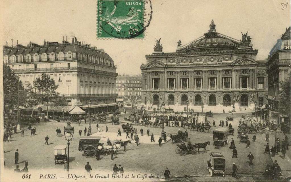 LL 641 (vue 4) - L'Opéra, le Grand Hôtel et le Café de la Paix