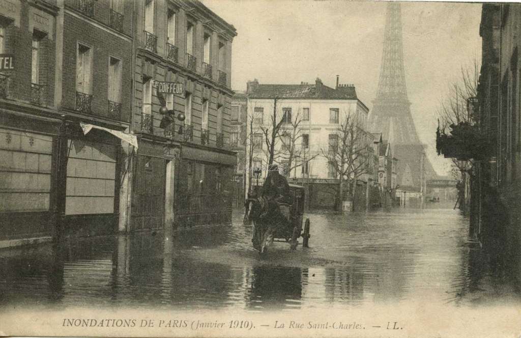 LL - INONDATIONS DE PARIS (Janvier 1910) - La Rue Saint-Charles