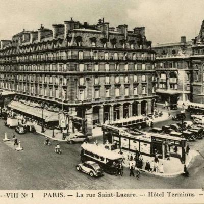 LL S. - VIII N° 1 - PARIS - La Rue Saint-Lazare - Hôtel Terminus