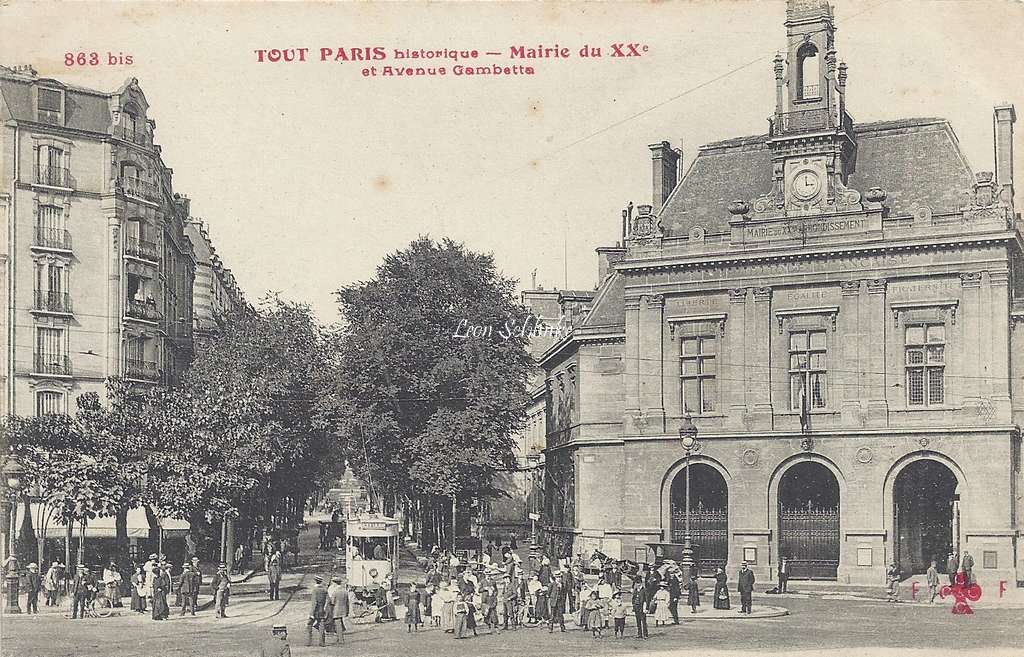 Tout Paris 863 bis - Mairie du XX° et Avenue Gambetta