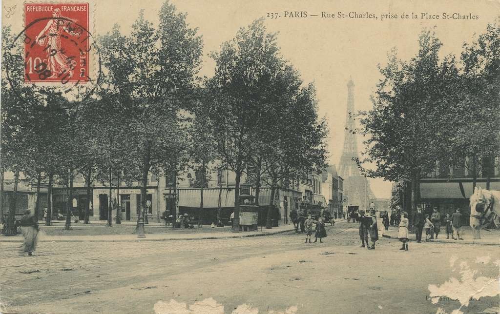 Marmuse 237 - PARIS - Rue St-Charles, prise de la Place St-Charles