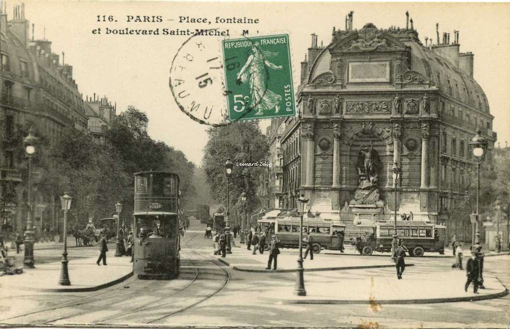 MJ 116 - PARIS - Place, fontaine et boulevard Saint-Michel