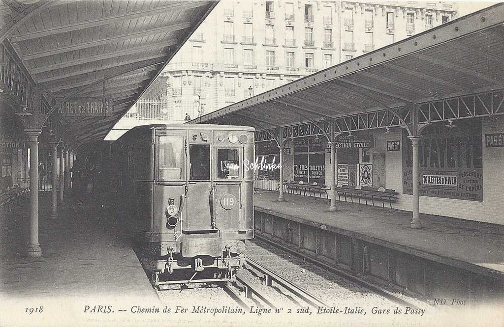 ND 1918 - Chemin de Fer Métropolitain Ligne 2 Sud à Passy