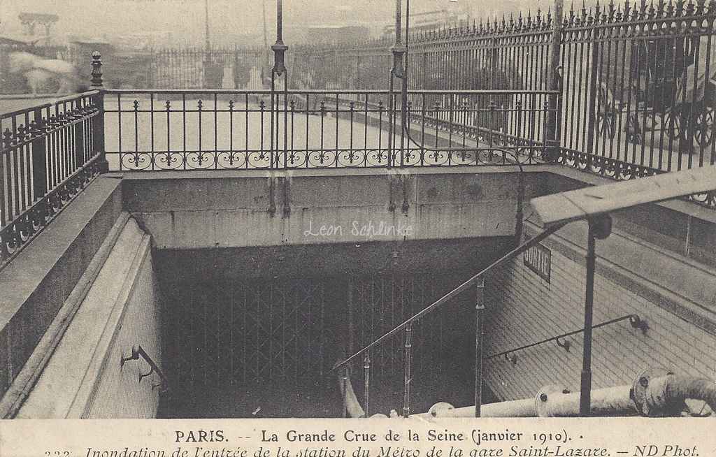 ND 222 - Grande Crue de Janvier 1910 - Entrée du Métro inondée