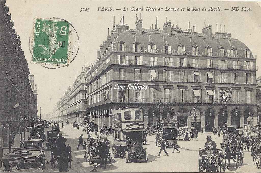 ND - 3223 - Le Grand Hôtel du Louvre et la Rue de Rivoli