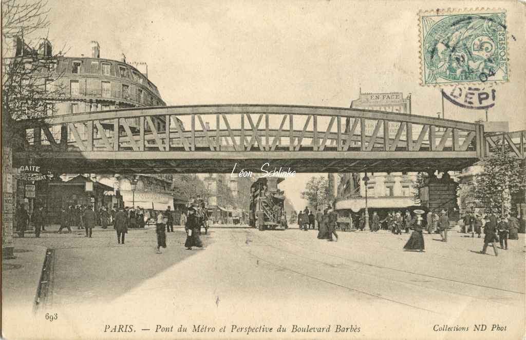 ND 693 - Pont du Métro et Perspective du Boulevard Barbès