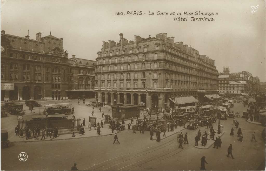 PC 120  - La Gare et la Rue St-Lazare - Hôtel Terminus