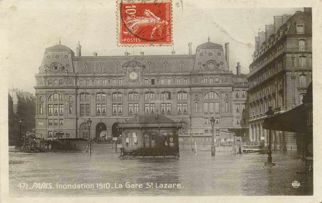 Rose 471 - PARIS - Inondation 1910 - La Gare St-Lazare