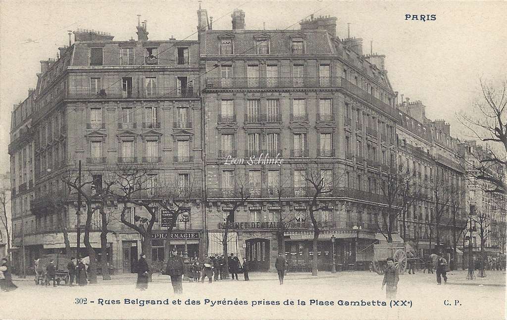 CP 302 - Rues Belgrand et des Pyrénées prises de la place Gambetta