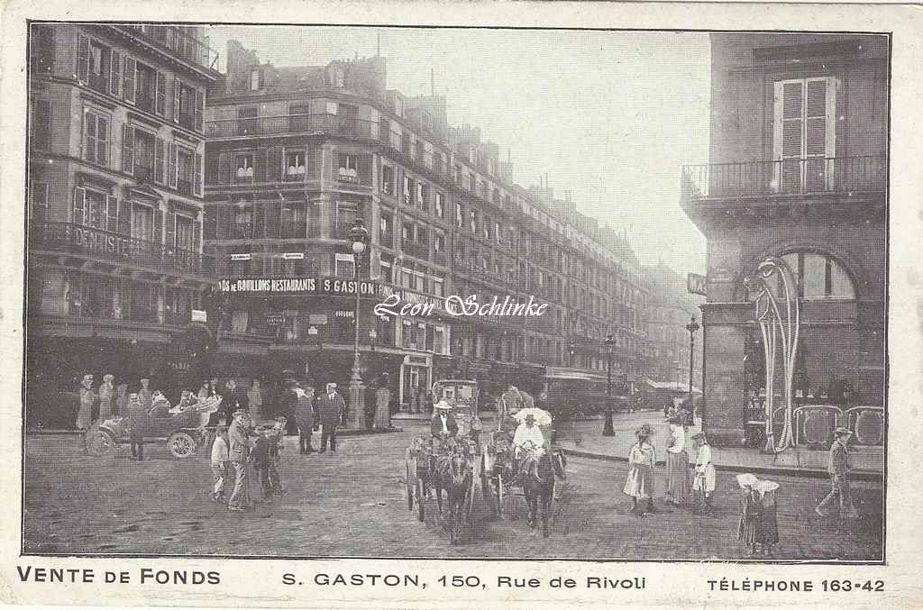 S.Gaston, Vente de Fonds, 150, Rue de Rivoli
