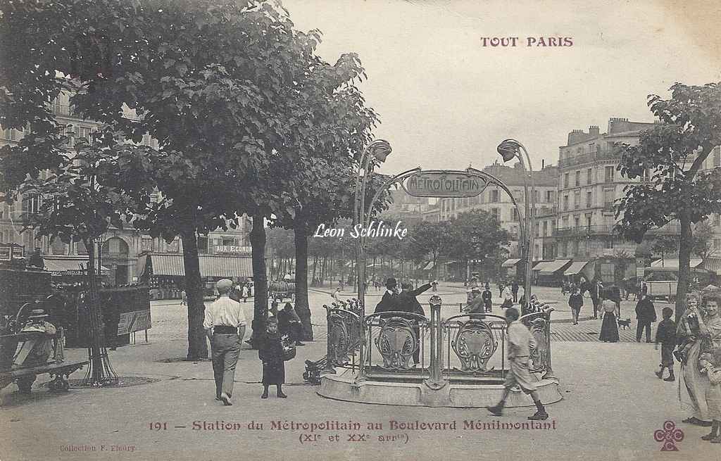 Tout Paris 191 - Station du Métropolitain au Bd Ménilmontant