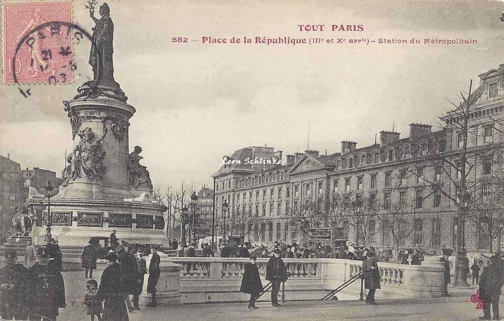Tout Paris 582 - Place de la République - Station du Métropolitain